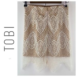 Tobi Womens Skirt  Lace Stretchy Fitted Cream S